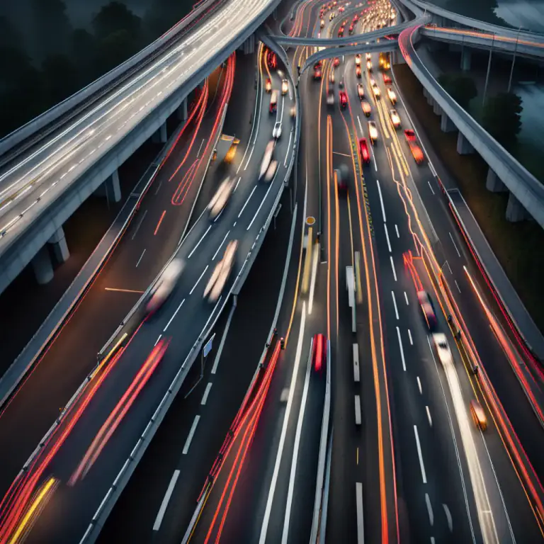 Visual representation of "merge" - In traffic, to move into a lane of vehicles safely