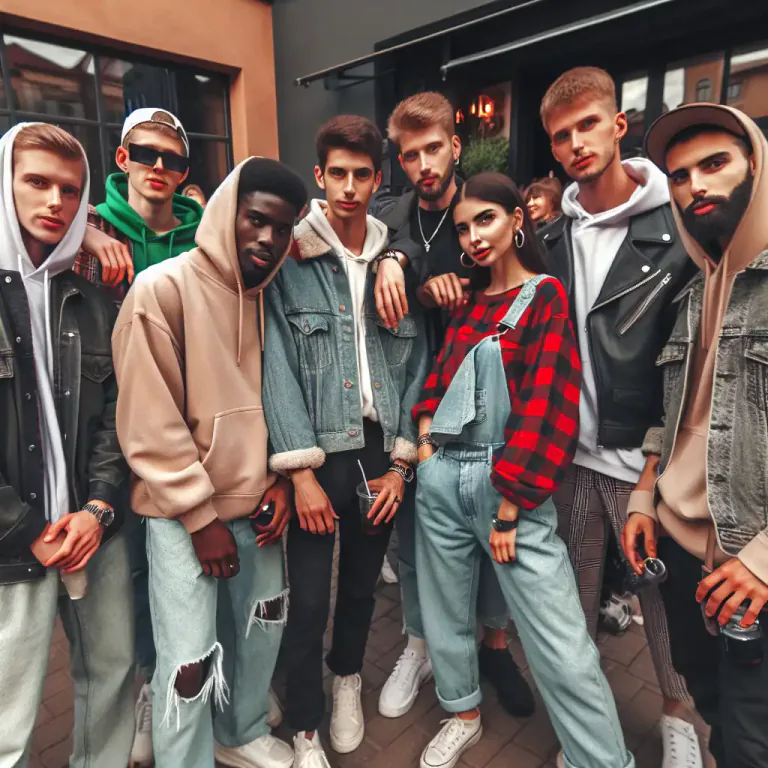 Visual representation of "posse" - A group of friends, or a gang associated with hip hop culture.