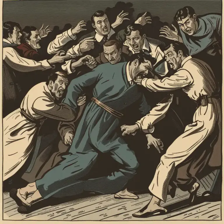 Visual representation of "beat on" - To attack or assault someone violently.
