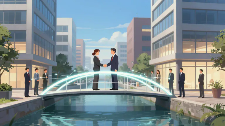 Visual representation of "liaison" - A close relationship or link between people or organizations.
