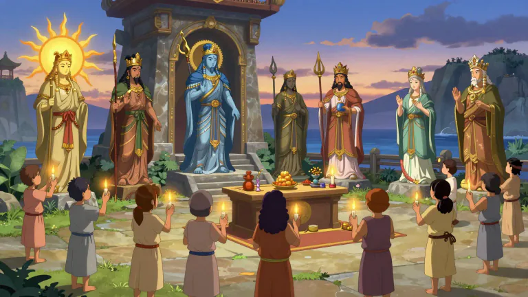 Visual representation of "paganism" - A religion that worships many gods, especially one that existed before the main world religions