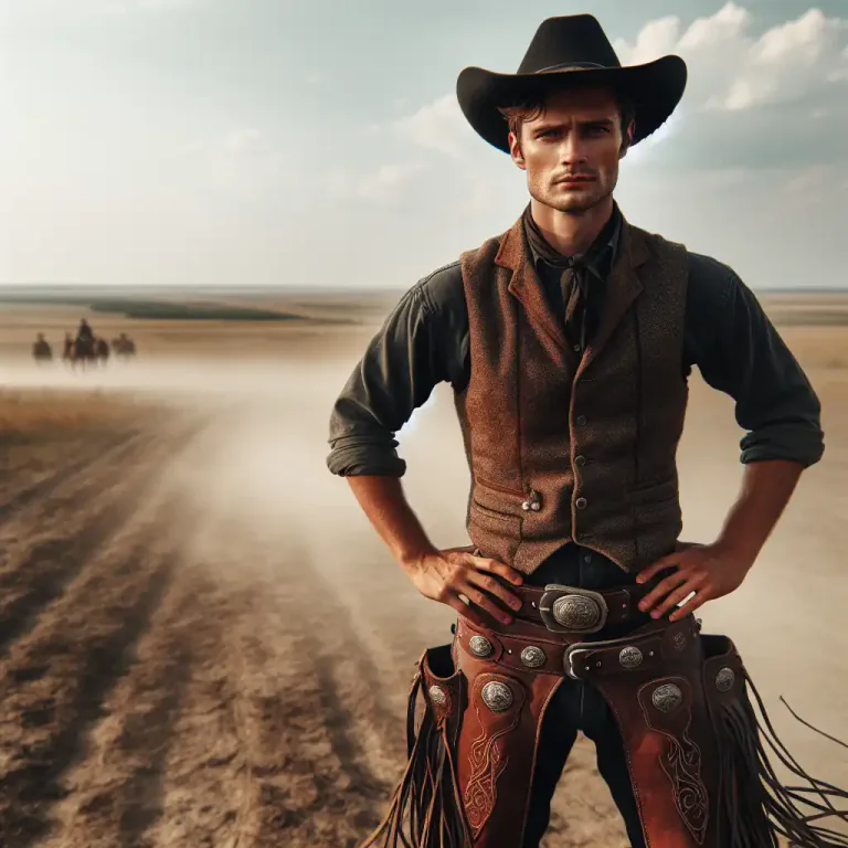 Visual representation of "chap" - Leather coverings for the legs of cowboys