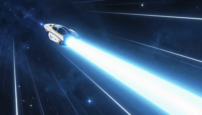 Visual representation of "lightspeed" - The speed at which light travels in a vacuum, approximately 299,792 kilometers per second.