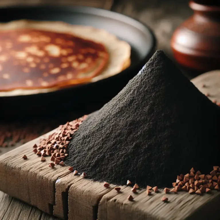 Visual representation of "buckwheat" - The dark flour made from ground buckwheat grains.