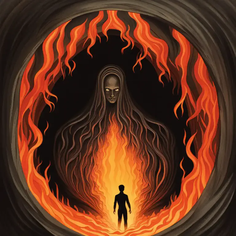 Visual representation of "infernal" - Relating to hell or the underworld