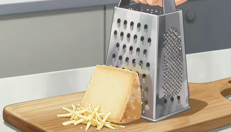 Visual representation of "grater" - A tool used to shred or slice food into small pieces