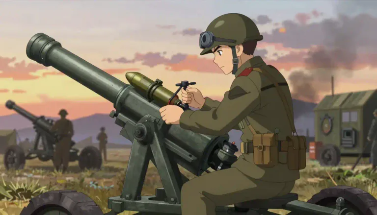 Visual representation of "artilleryman" - A soldier who operates or serves in an artillery unit