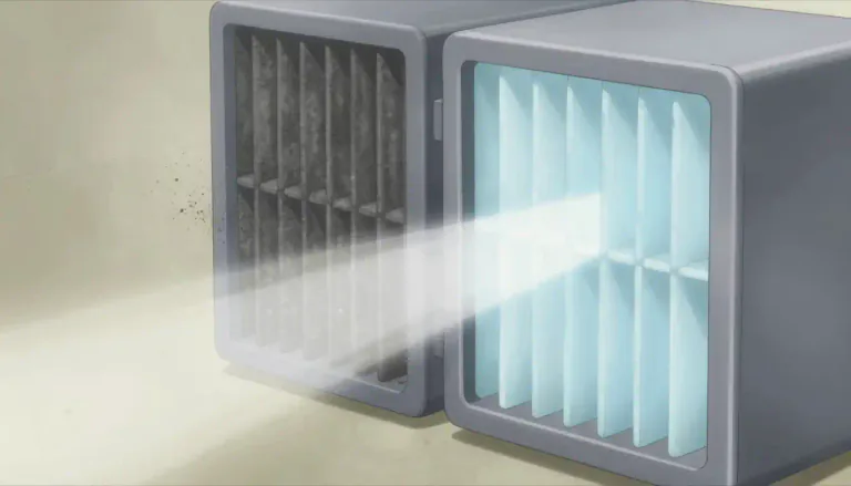 Visual representation of "filter" - A device that removes unwanted parts from something, like dirt from air.