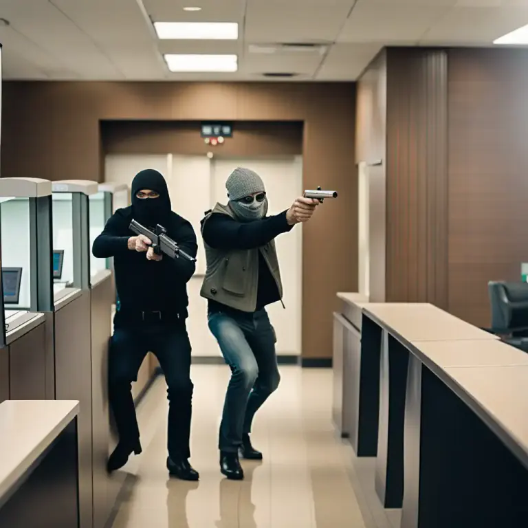 Visual representation of "hold up" - To rob, especially at gunpoint