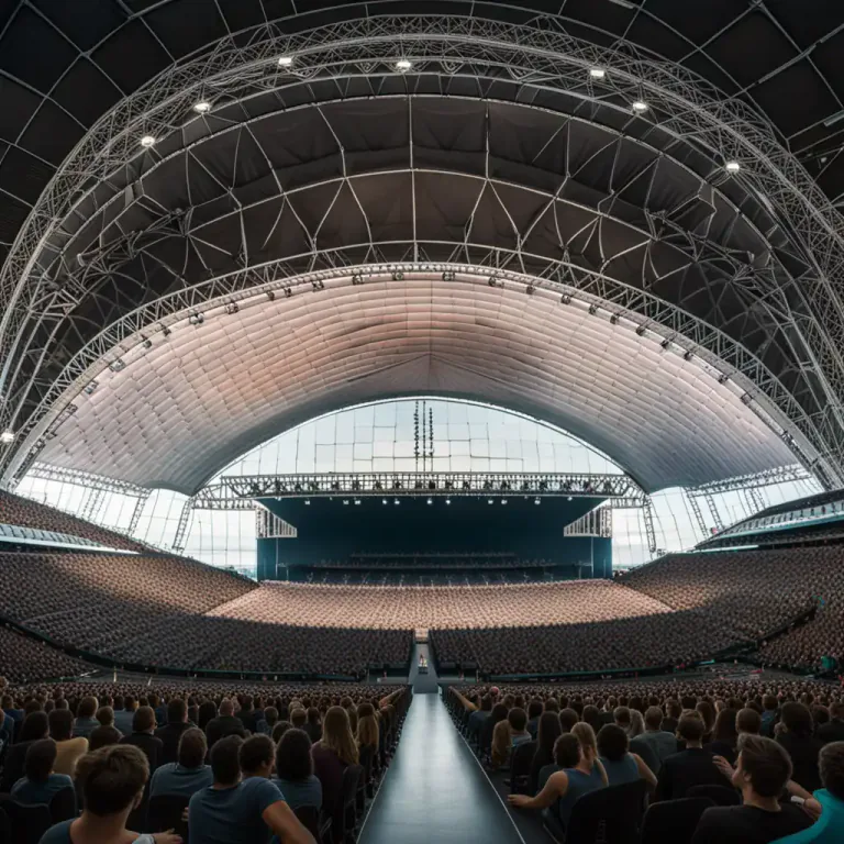 Visual representation of "dome" - A large sports venue or stadium with a dome shaped roof.