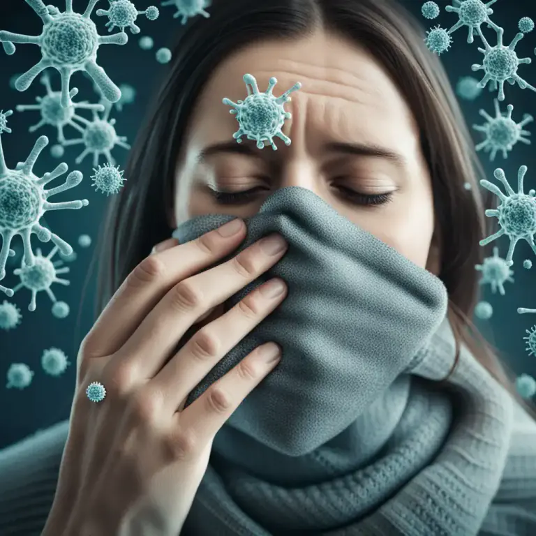 Visual representation of "be/go down with something" - To start to suffer from an illness, especially one that is not serious