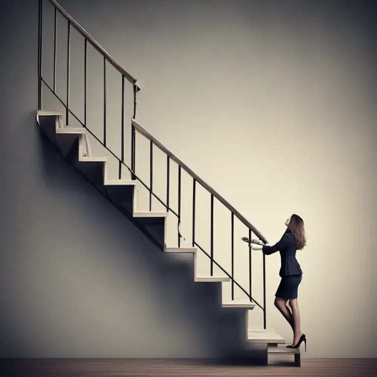 Visual representation of "stair" - A series of steps or stages viewed as leading to a particular goal or outcome.