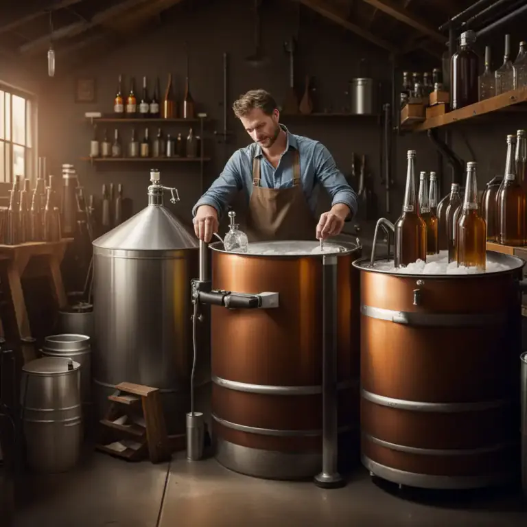 Visual representation of "home brew" - Alcohol, such as beer or wine, that is made at home rather than in a factory.