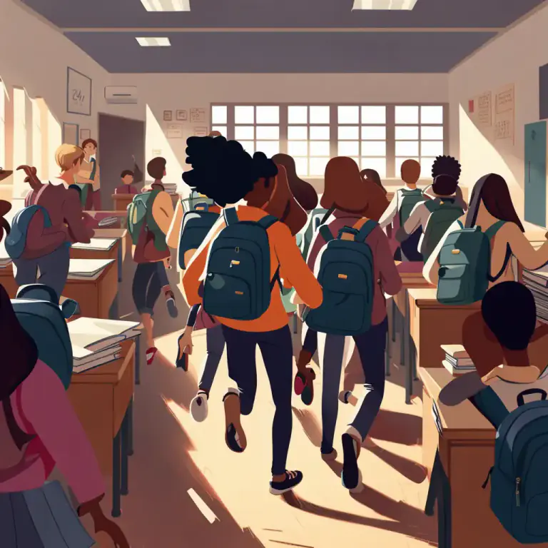 Visual representation of "crowd into" - To fill a place with many people or things in a disorderly way