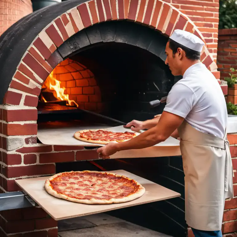 Visual representation of "peel" - A large, flat shovel-like tool used in baking, especially for moving bread or pizza in and out of an oven.