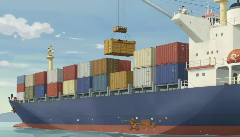 Visual representation of "cargo" - The goods or products that are being transported in a ship, plane, train, or vehicle.