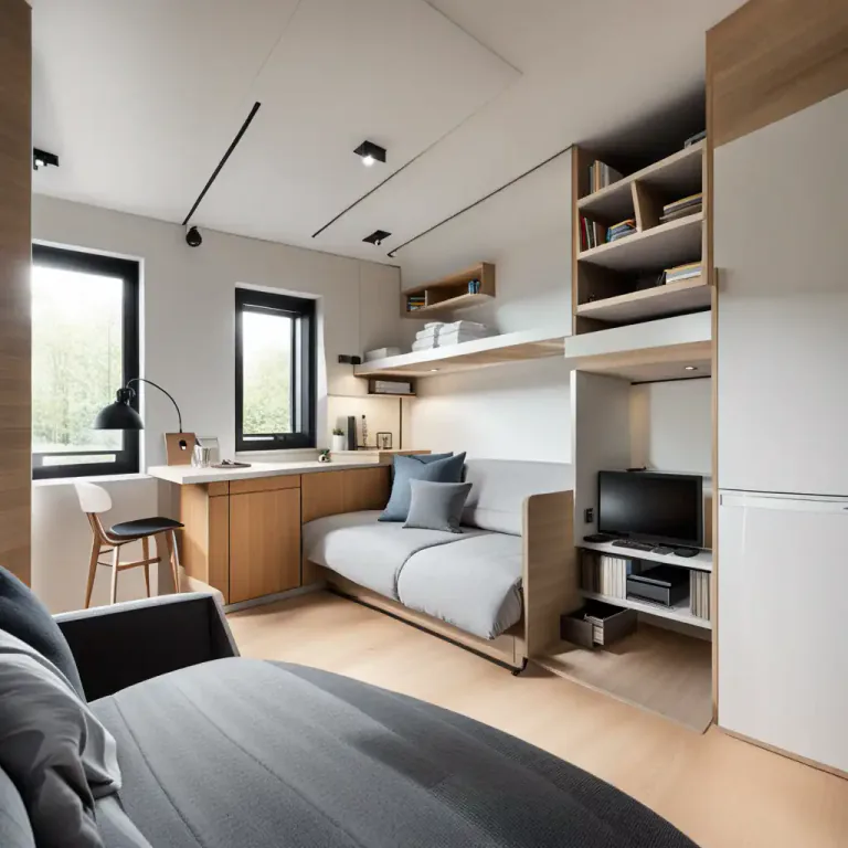 Visual representation of "studio" - A small apartment where the living room and bedroom share the same space.