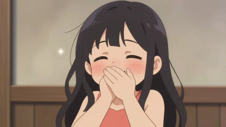 Visual representation of "giggle" - To laugh in a quiet or child-like way.