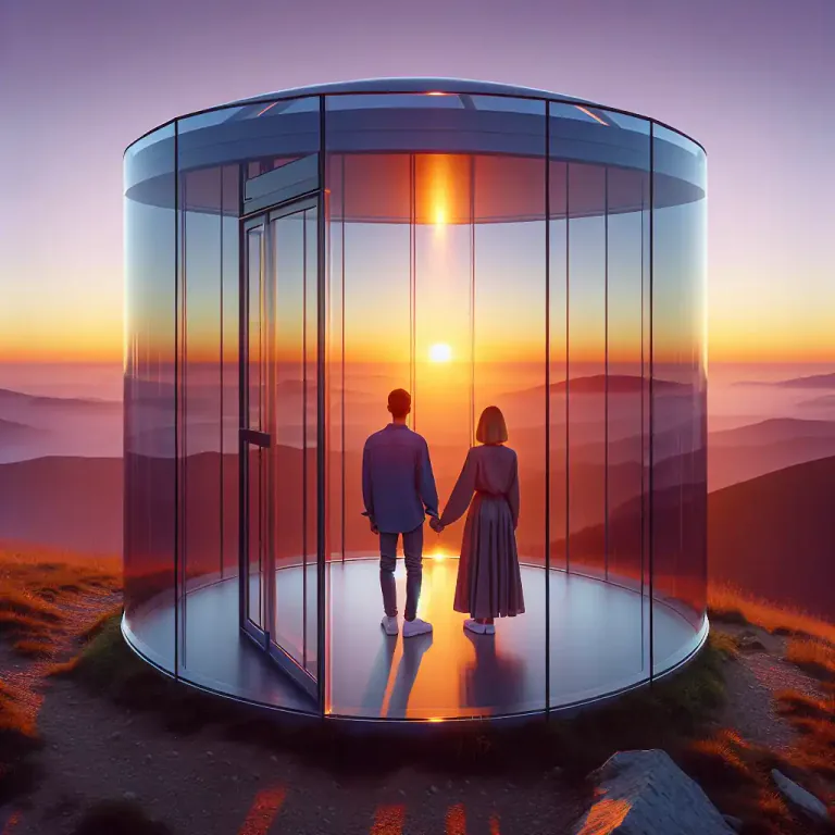 Visual representation of "belvedere" - A room or building with glass sides and a large view of its surroundings.