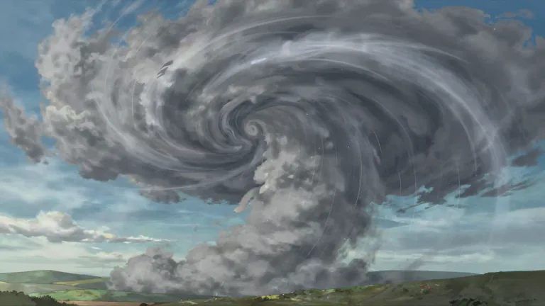 Visual representation of "vorticity" - In meteorology, vorticity refers to the tendency of air to rotate, which plays a crucial role in weather patterns and storm formations.