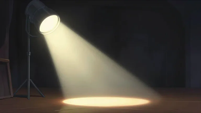 Visual representation of "spotlight" - A powerful lamp that produces a bright beam of light to illuminate a particular area or person