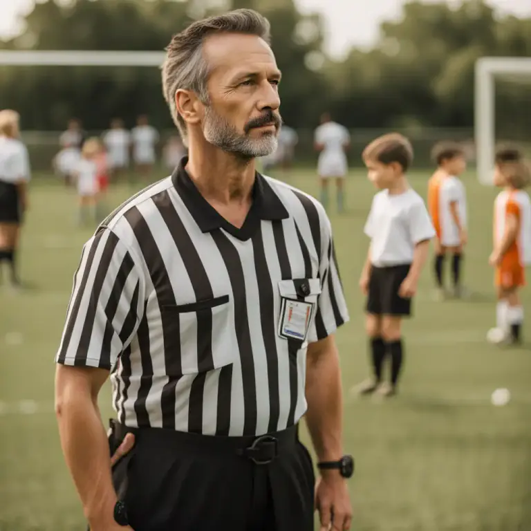 Visual representation of "referee" - To be the referee in a game or competition.