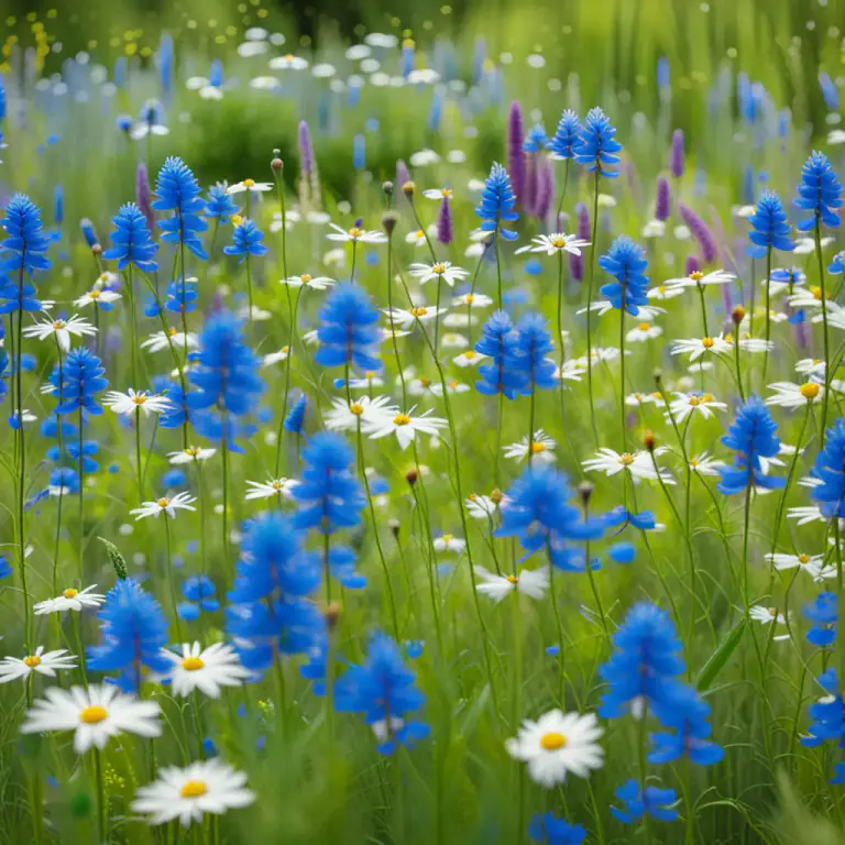 Visual representation of "bugle" - A tall plant with blue or white flowers