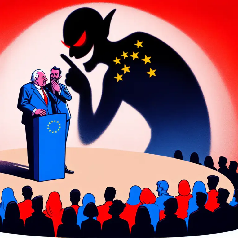 Visual representation of "demonization" - To represent as evil to the general public, especially for a political reason.