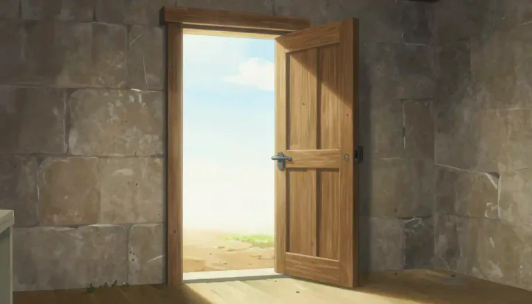 Visual representation of "open" - Not closed or locked; allowing entrance or passage.
