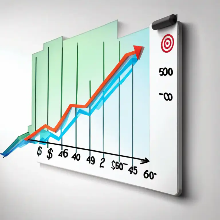 Visual representation of "gain on" - To increase or make progress in relation to something