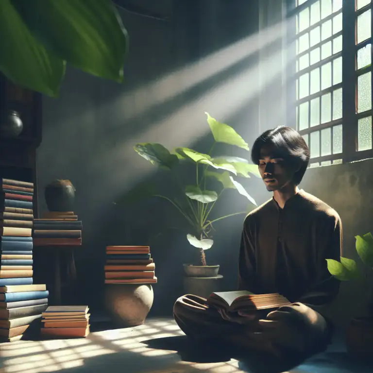 Visual representation of "introvert" - A person whose thoughts and interest are directed inward.
