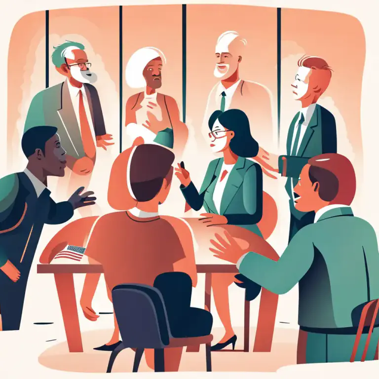 Visual representation of "lobby" - To try to influence someone who makes decisions, like a politician