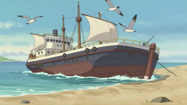 Visual representation of "aground" - Stuck on the ground or bottom of the water body due to less water or an obstacle
