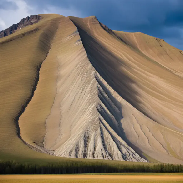Visual representation of "pediment" - In geology, it’s a gently sloping surface at the base of a mountain, formed by erosion.