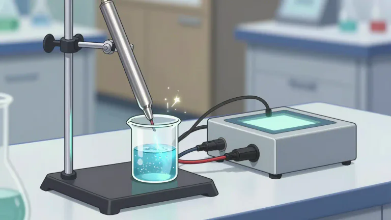Visual representation of "electrode" - A device used in scientific experiments that produces electricity by changing a chemical or physical process.