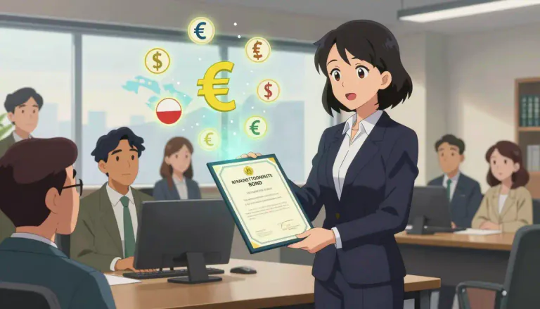 Visual representation of "eurobond" - A eurobond is a bond issued in a currency other than that of the country where it is issued, often used for international investment.