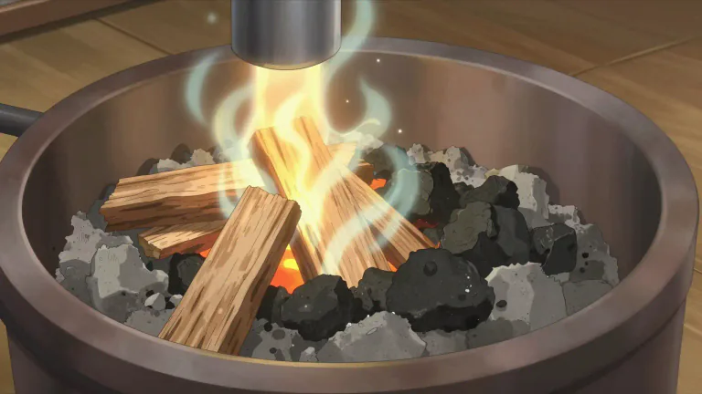 Visual representation of "pyrolysis" - Pyrolysis is a chemical process that involves breaking down organic material through the application of heat without oxygen, producing gas and solid residues.