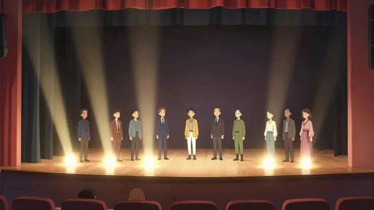 Visual representation of "footlight" - A light placed at the front of a stage that illuminates the area where performers stand.