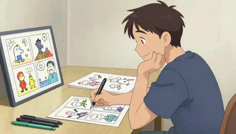 Visual representation of "cartoonist" - A person who draws cartoons, some are funny and others can convey a message or criticism through humor.