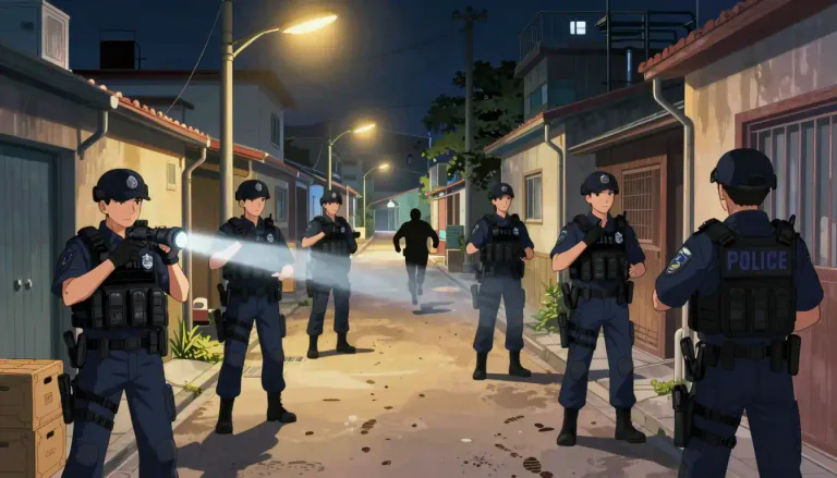 Visual representation of "manhunt" - A manhunt is an organized search for a person, often a criminal, who is evading capture.
