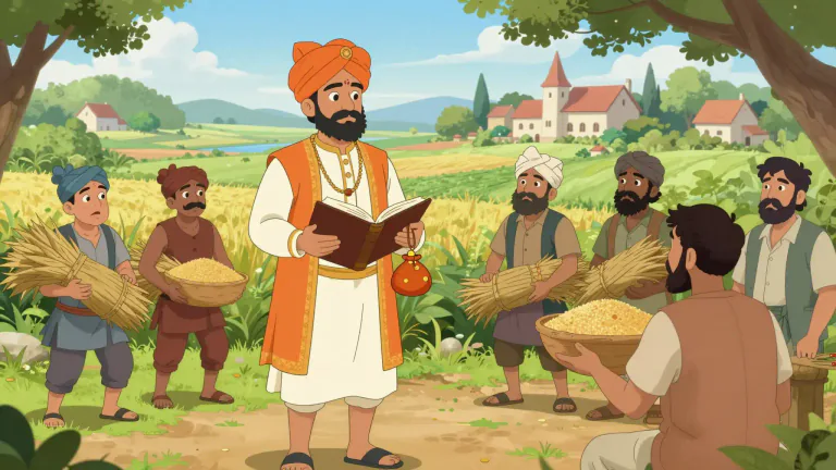 Visual representation of "zamindar" - A historical term for a landowner in India who collects taxes from farmers.