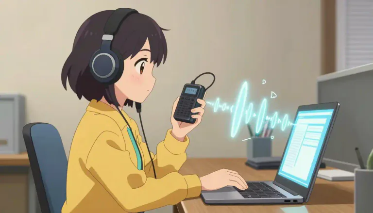 Visual representation of "transcription" - The act or process of writing something that someone has said or recorded.