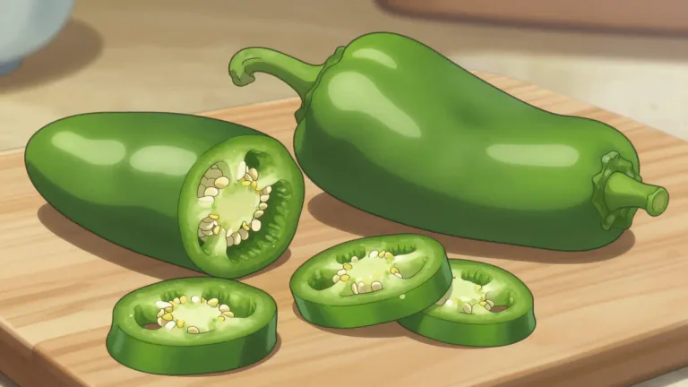 Visual representation of "jalapeno" - A moderate to hot variety of chili pepper which is often used in cooking.