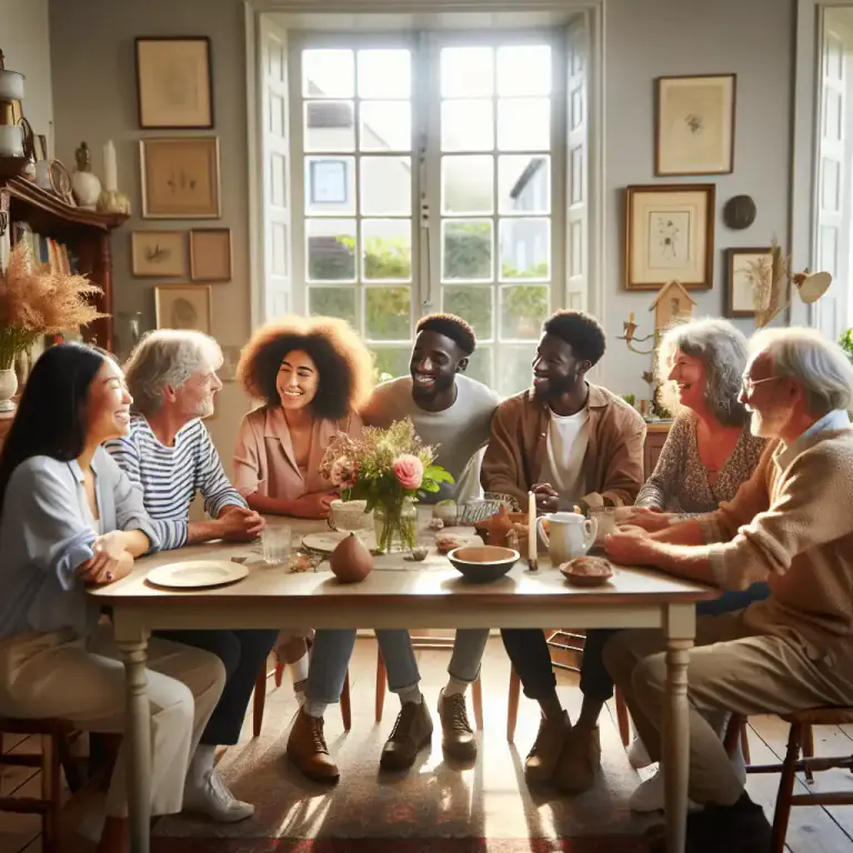 Visual representation of "dovecote" - A group of people who live together in a peaceful environment.