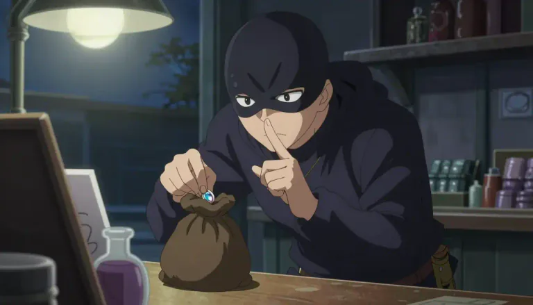 Visual representation of "thief" - A person who steals another person's property secretly