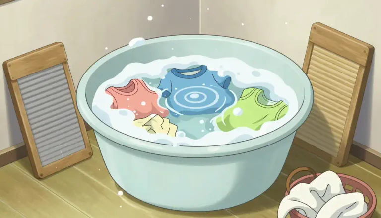 Visual representation of "washtub" - A large tub used for washing clothes by hand