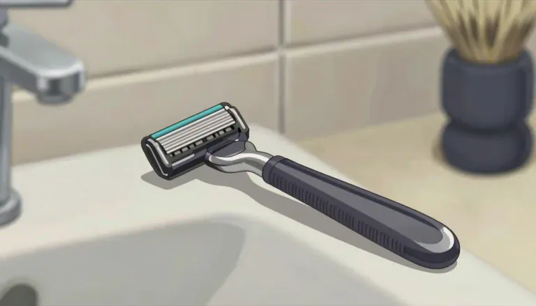 Visual representation of "razor" - A tool used for shaving or cutting hair, having a sharp blade or blades.