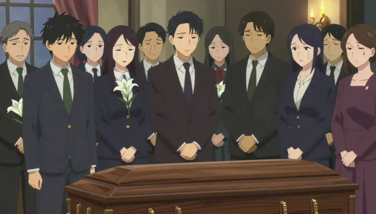 Visual representation of "mourner" - A person who is attending the funeral or memorial service of someone who has died, often showing sadness or respect for the dead person.
