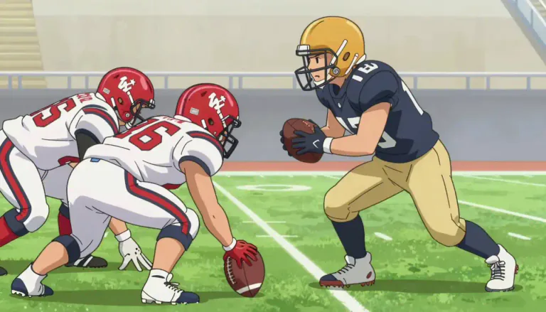 Visual representation of "slotback" - In American football, a slotback is a player who lines up between the offensive line and the wide receiver, often involved in both running plays and passing plays.