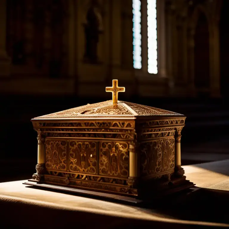 Visual representation of "relic" - In religion, a part of the body or clothing of a holy person, or a thing closely connected with their life, that is kept and honored